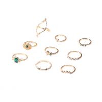 Zink-Legierung Ring Set, Zinklegierung, mit Kristall, goldfarben plattiert, neun Stück & für Frau & mit Strass, Größe:3-8, verkauft von setzen