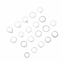 Zink-Legierung Ring Set, Zinklegierung, Platinfarbe platiniert, 20 Teile & mit Strass, 1.7cm,1.6cm,1.8cm,1.5cm,1.3cm, verkauft von setzen