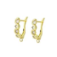 Brass Earring Drop Component, high quality gold color plated, micro pave cubic zirconia 