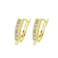 Brass Earring Drop Component, high quality gold color plated, Adjustable & micro pave cubic zirconia 