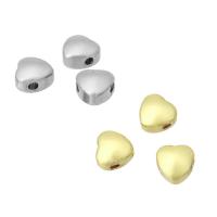 perla de cobre, metal, Corazón, chapado en oro real, 5x5x3mm, agujero:aproximado 1mm, Vendido por UD