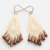 Fashion Fringe Earrings, Brass, with Crystal, gold color plated, for woman & hollow 