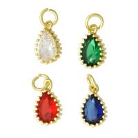 Cubic Zirconia Micro Pave Brass Pendant, Teardrop, high quality gold color plated, micro pave cubic zirconia Approx 3mm 
