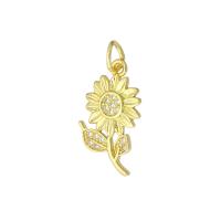 Латунь цветок кулоны, Форма цветка, высококачественное золотое гальванопокрытие отверстие:Приблизительно 3mm, продается PC