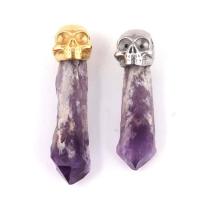 Natural Quartz Pendants, Brass, with Amethyst, plated, for man 