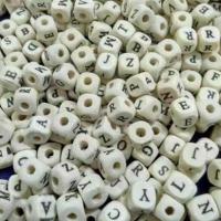 Holz-Alphabet Perlen, Ahorn, Quadrat, DIY, beige, 10x10mm, 1000PCs/Tasche, verkauft von Tasche