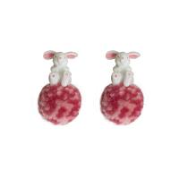 Fluffy Pom Pom Earrings, 925 Sterling Silver, with Plush & Acrylic, fashion jewelry & for woman 