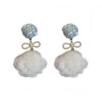Fluffy Pom Pom Earrings, Zinc Alloy, with Cloth & Wool, Cloud, fashion jewelry & for woman 