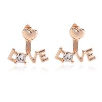 Zinc Alloy Earring Jacket, plated, fashion jewelry & for woman & with rhinestone 