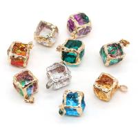 Gemstone Zinc Alloy Pendants, with Zinc Alloy,  Square, plated, fashion jewelry & gradient color 