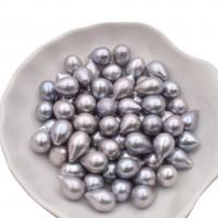 Barock kultivierten Süßwassersee Perlen, Natürliche kultivierte Süßwasserperlen, Tropfen, DIY & kein Loch, silbergrau, 8-10mm, verkauft von PC