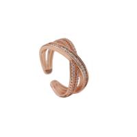 Brass Cuff Finger Ring, Geometrical Pattern, plated, adjustable & micro pave cubic zirconia & for woman & hollow US Ring 
