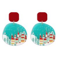 Christmas Earrings, Resin, with Zinc Alloy, Christmas jewelry & for woman 