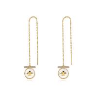 Cubic Zirconia Micro Pave Brass Earring, with Shell, plated, micro pave cubic zirconia & for woman 