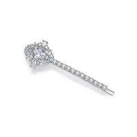 Hair Slide, Brass, platinum color plated, micro pave cubic zirconia & for woman 