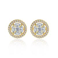 Cubic Zirconia Micro Pave Brass Earring, Round, plated, micro pave cubic zirconia & for woman 