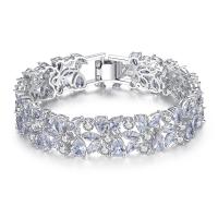Cubic Zirconia Micro Pave Brass Bracelet, platinum color plated, micro pave cubic zirconia & for woman, 14mm Approx 7.48 Inch 