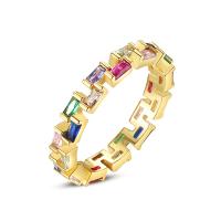 Cubic Zirconia Micro Pave Brass Finger Ring, gold color plated & micro pave cubic zirconia & for woman, 3.3mm 