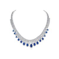 Cubic Zircon Micro Pave Brass Necklace, platinum color plated, micro pave cubic zirconia & for woman Approx 16.92 Inch 