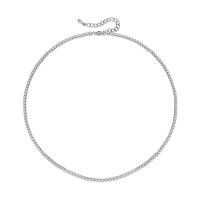 Cubic Zircon Micro Pave Brass Necklace, with 1.96 inch extender chain, platinum color plated, micro pave cubic zirconia & for woman Approx 15.74 Inch 