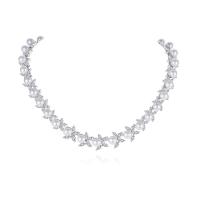 Cubic Zircon Micro Pave Brass Necklace, with Plastic Pearl, with 1.96 inch extender chain, platinum color plated, micro pave cubic zirconia & for woman Approx 16.92 Inch 