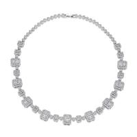 Cubic Zircon Micro Pave Brass Necklace, platinum color plated, micro pave cubic zirconia & for woman Approx 16.92 Inch 