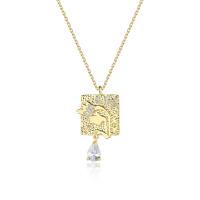 Cubic Zircon Micro Pave Brass Necklace, with 1.96 inch extender chain, gold color plated, micro pave cubic zirconia & for woman Approx 15.74 Inch 