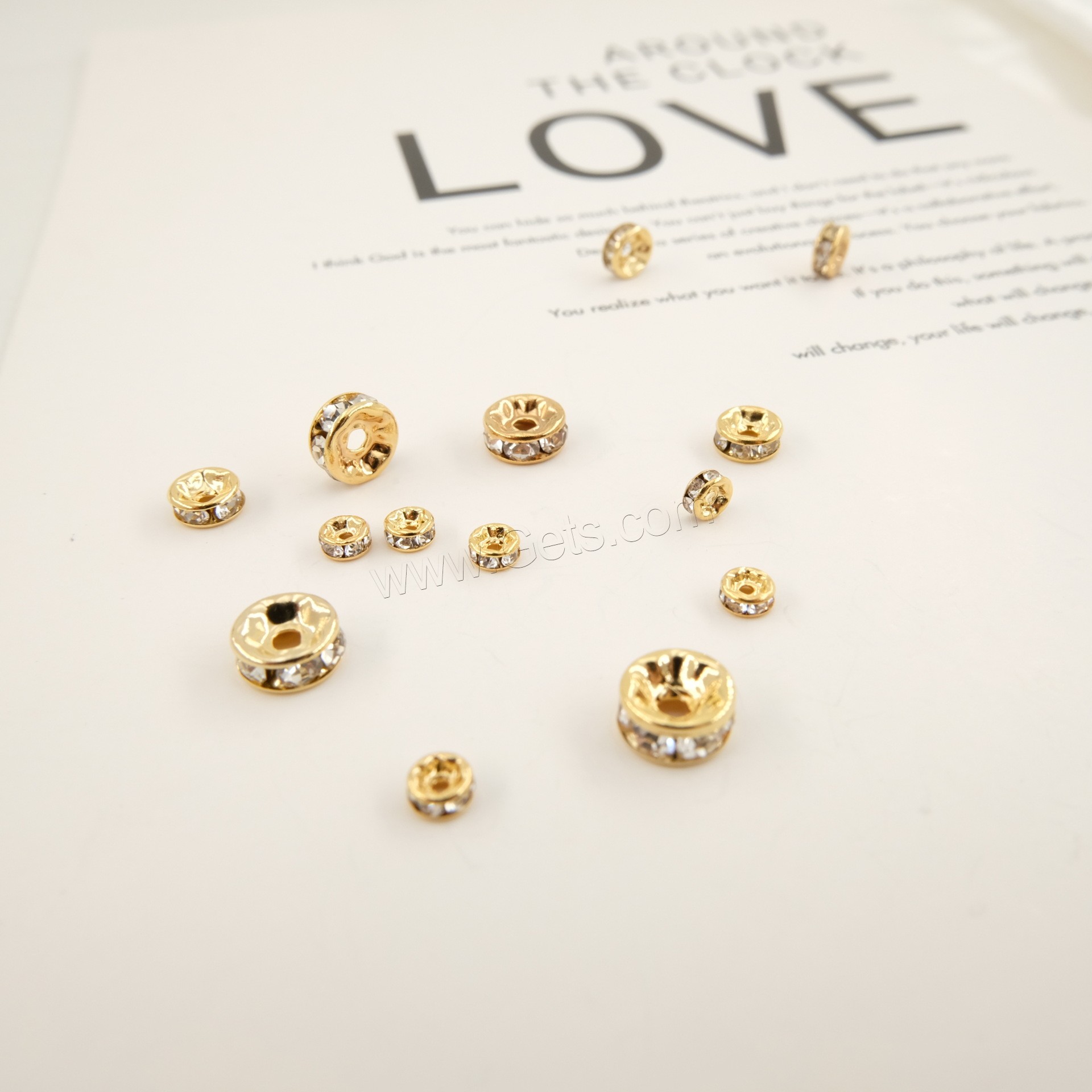 Brass Spacer Beads, plated, different size for choice & with rhinestone, more colors for choice, Sold By PC