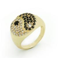 Brass Finger Ring, plated, Unisex & micro pave cubic zirconia 