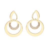 Brass Huggie Hoop Drop Earring, plated, micro pave cubic zirconia & for woman & hollow 
