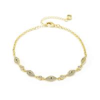 Cubic Zirconia Micro Pave Brass Bracelet, gold color plated, micro pave cubic zirconia & for woman Approx 12.99 Inch 