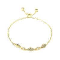 Cubic Zirconia Micro Pave Brass Bracelet, gold color plated, micro pave cubic zirconia & for woman Approx 8.11 Inch 