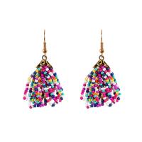 Fashion Fringe Earrings, Zinc Alloy, with Seedbead, Bohemian style & for woman, multi-colored 