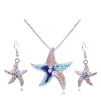 Enamel Zinc Alloy Jewelry Sets, earring & necklace, with Seedbead, Unisex (necklace) (earrings) 