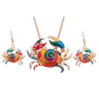 Enamel Zinc Alloy Jewelry Sets, earring & necklace, with Plastic Pearl, Crab, Unisex (necklace) (earrings) cm 