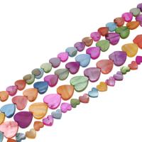 perle de coquillage teint, coquille, coeur, DIY, multicolore cm, Vendu par brin