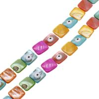 Fashion Evil Eye Beads, Shell,  Square, DIY & enamel, multi-colored, 12mm cm 