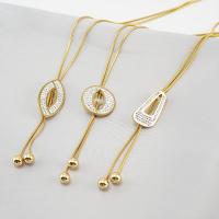 Stainless Steel Jewelry Necklace, gold color plated, Adjustable & with rhinestone, golden, 26mm cm 