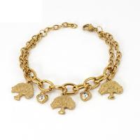 Stainless Steel Charm Bracelet, gold color plated, fashion jewelry golden cm 