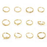 Titanium Steel Cuff Finger Ring, gold color plated, fashion jewelry & Zodiac symbols jewelry golden, 180mm 