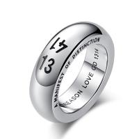 Titanium Steel Finger Ring, plated, with number pattern & for man 7mm, US Ring 