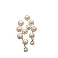 Plastic Pearl Zinc Alloy Earring, with Plastic Pearl, gold color plated, Korean style & for woman, 40mm 