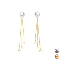 Sterling Silver Pearl Drop Earring, 925 Sterling Silver, with Freshwater Pearl, plated, for woman 72mm 