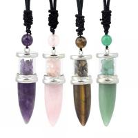 Gemstone Necklaces, Brass, with Gemstone & Nylon Cord, platinum color plated & Unisex Inch 