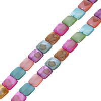 perle de coquillage teint, coquille, Carré, DIY, multicolore, 12mm cm, Vendu par brin