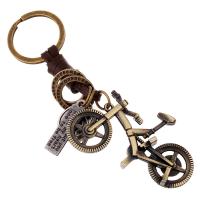 Zinc Alloy Key Clasp, with Full Grain Cowhide Leather & Iron, Bike, fashion jewelry & for woman 