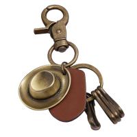 Zinc Alloy Key Clasp, with Full Grain Cowhide Leather, Hat, fashion jewelry & for woman 