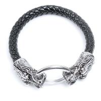PU Leather Cord Bracelets, Titanium Steel, with PU Leather, fashion jewelry & Unisex 