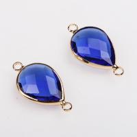 Gemstone Connector, Blue Quartz, with Zinc Alloy, Teardrop, gold color plated, fashion jewelry & faceted, blue 