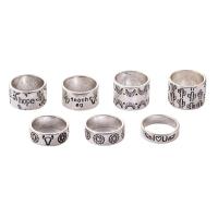 Цинковый сплав кольцо Установить, цинковый сплав, кольцо, Кольцевая форма, плакирован серебром, Мужская, 18mm, 7ПК/указан, продается указан